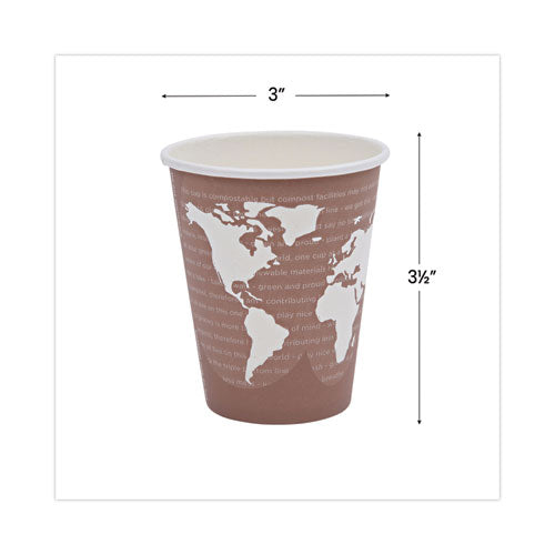 World Art Vasos calientes renovables y compostables, 8 oz, ciruela, 50/paquete