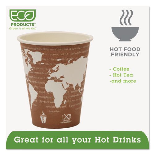 World Art Vasos para bebidas calientes renovables y compostables, 8 oz, 50/paquete, 20 paquetes/cartón