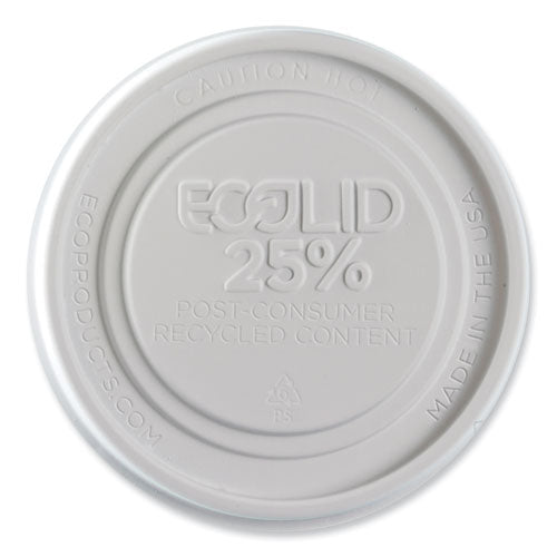 Evolution World Ecolid 25% Tapa de contenedor de alimentos reciclados, se adapta a contenedores de 12 a 32 oz, blanco, plástico, 500/cartón