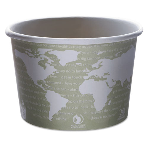 Contenedor de alimentos renovable y compostable World Art, 12 oz, 4.05 de diámetro x 2.5 de alto, verde, papel, 25/paquete, 20 paquetes/cartón