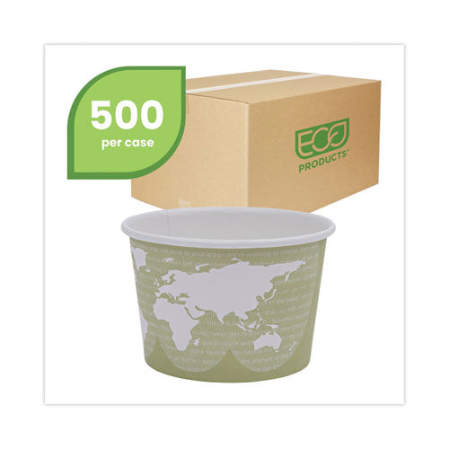 Contenedor de alimentos renovable y compostable World Art, 16 oz, 4.05 diámetro x 3 H, espuma de mar, papel, 25/paquete, 20 paquetes/cartón