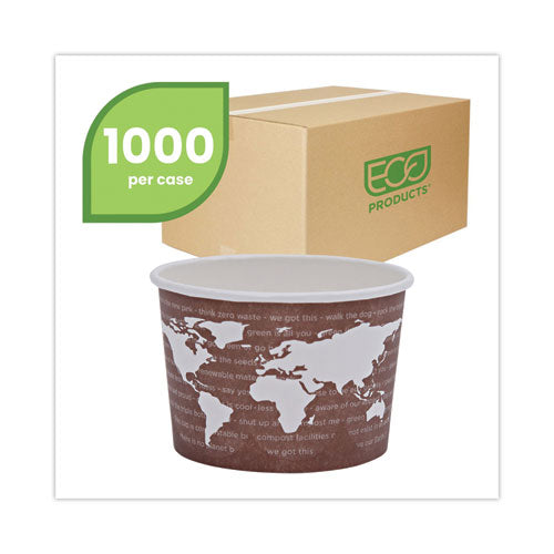 Contenedor de alimentos renovable y compostable World Art, 8 oz, 3.04 de diámetro x 2.3 de alto, marrón, papel, 50/paquete, 20 paquetes/cartón