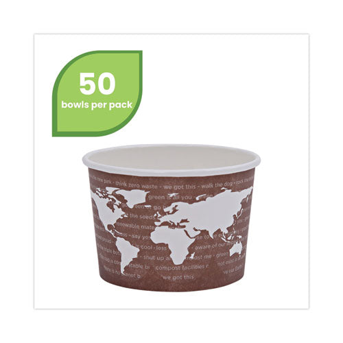 Contenedor de alimentos renovable y compostable World Art, 8 oz, 3.04 de diámetro x 2.3 de alto, marrón, papel, 50/paquete, 20 paquetes/cartón