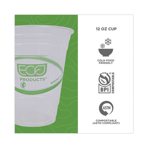 Greenstripe Vasos fríos renovables y compostables, 12 oz, transparentes, 50/paquete, 20 paquetes/cartón