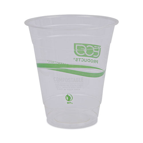 Greenstripe Vasos fríos renovables y compostables, 12 oz, transparentes, 50/paquete, 20 paquetes/cartón