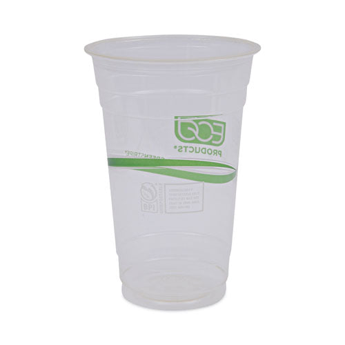 Vasos para bebidas frías renovables y compostables Greenstripe, 20 oz, transparentes, 50/paquete, 20 paquetes/cartón