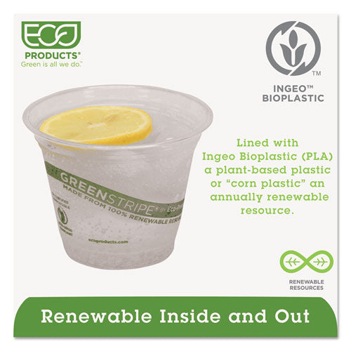 Greenstripe Vasos para bebidas frías renovables y compostables, 9 oz, transparentes, 50/paquete, 20 paquetes/cartón