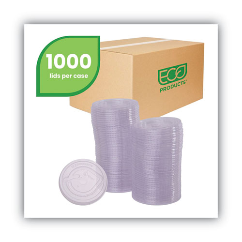 Tapas planas para vasos fríos renovables y compost Greenstripe, se adapta a vasos de 9 oz a 24 oz, transparente, 100/paquete, 10 paquetes/cartón