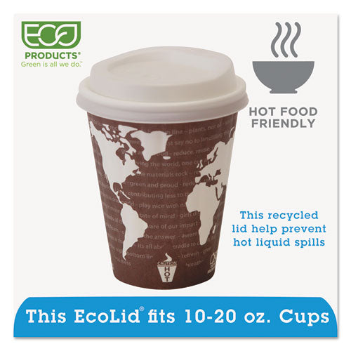 Ecolid 25 % de contenido reciclado Tapa para vaso caliente, blanca, se adapta a vasos de 10 oz a 20 oz, 100/paquete, 10 paquetes/cartón