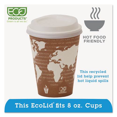 Ecolid 25% contenido reciclado tapa para vaso caliente, blanco, se adapta a vasos calientes de 8 oz, 100/paquete, 10 paquetes/cartón
