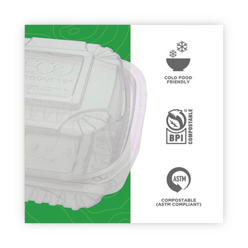 Recipientes transparentes para alimentos con bisagras tipo concha, 6 x 6 x 3, plástico, 80/paquete, 3 paquetes/cartón