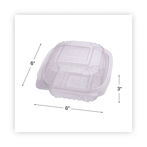 Recipientes transparentes para alimentos con bisagras tipo concha, 6 x 6 x 3, plástico, 80/paquete, 3 paquetes/cartón