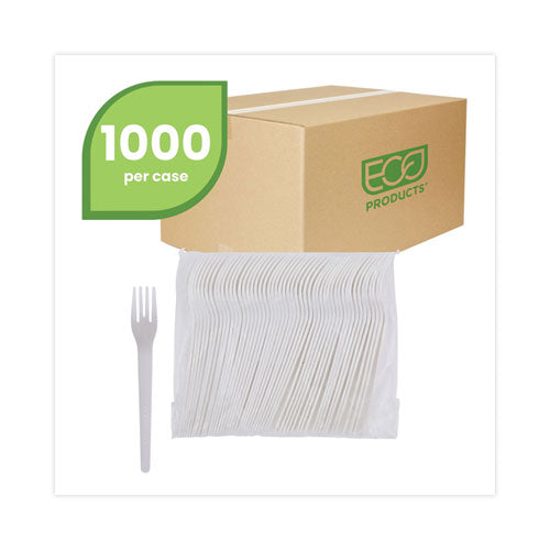 Cubiertos compostables Plantware, tenedor, 6", blanco perla, 50/paquete, 20 paquetes/cartón