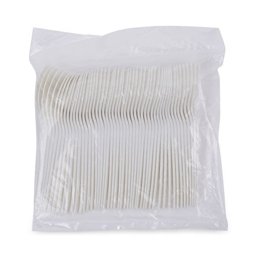 Cubiertos compostables Plantware, cuchara, 6", blanco perla, 50/paquete, 20 paquetes/cartón