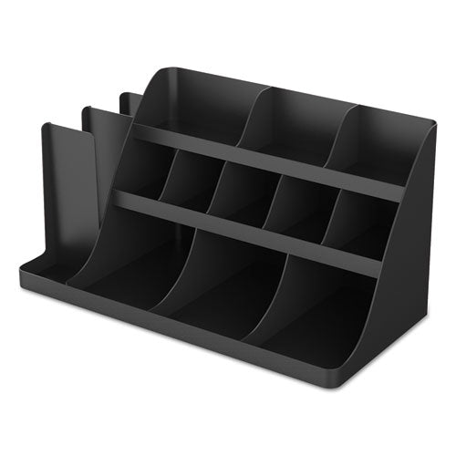 Organizador de accesorios y condimentos de café extragrande, 14 compartimentos, 24 x 11,8 x 12,5, negro