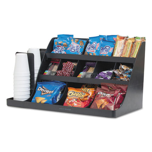 Organizador de accesorios y condimentos de café extragrande, 14 compartimentos, 24 x 11,8 x 12,5, negro