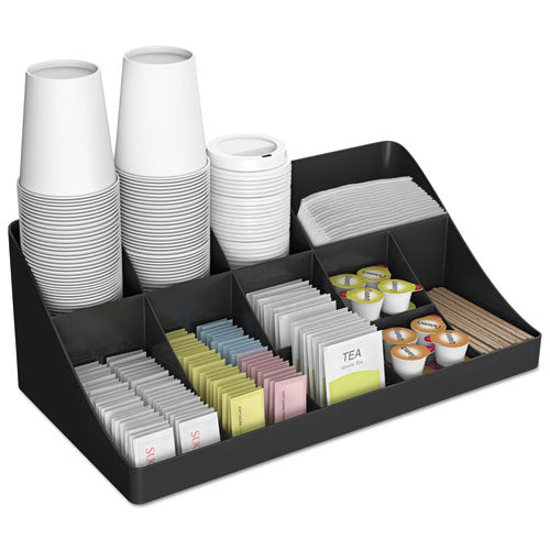 Organizador de condimentos de café de 11 compartimentos, 18,25 x 6,63 x 9,78, negro