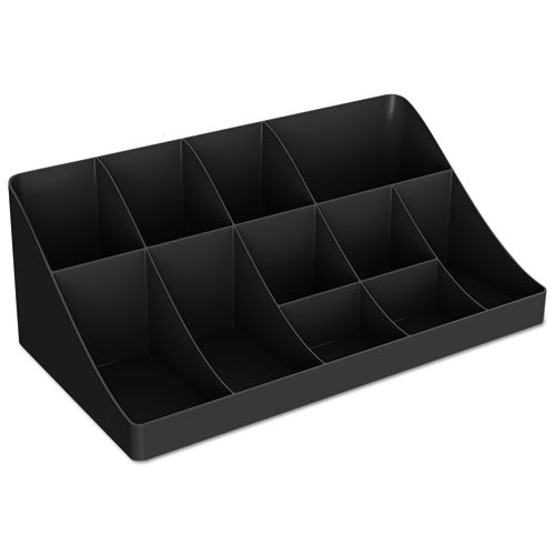 Organizador de condimentos de café de 11 compartimentos, 18,25 x 6,63 x 9,78, negro