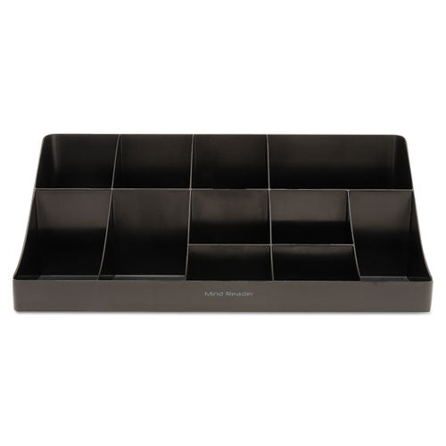 Organizador de condimentos de café de 11 compartimentos, 18,25 x 6,63 x 9,78, negro