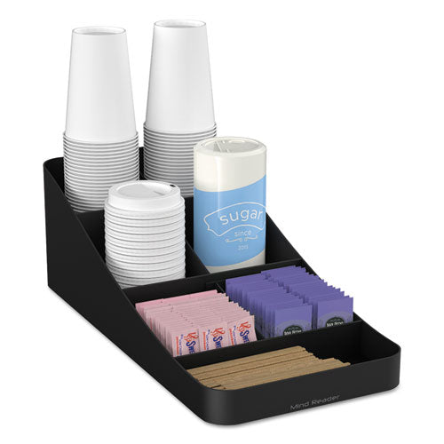 Trove Organizador de condimentos de café de siete compartimentos, 7.75 x 16 x 5.25, negro