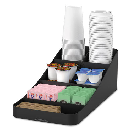 Trove Organizador de condimentos de café de siete compartimentos, 7.75 x 16 x 5.25, negro