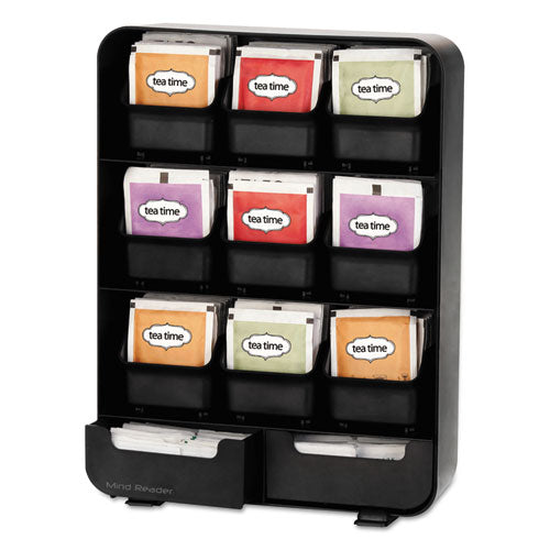 Baggy Nine-drawer Tea Bag And Accessory Holder, 10.24 X 4.33 X 13.11, Black