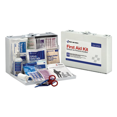 First Aid Kit For 25 People, 104 Pieces, Osha Compliant, Metal Case