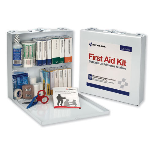 First Aid Station For 50 People, 196 Pieces, Osha Compliant, Metal Case