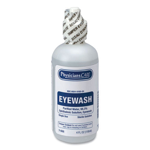 First Aid Refill Components Disposable Eye Wash, 4 Oz Bottle