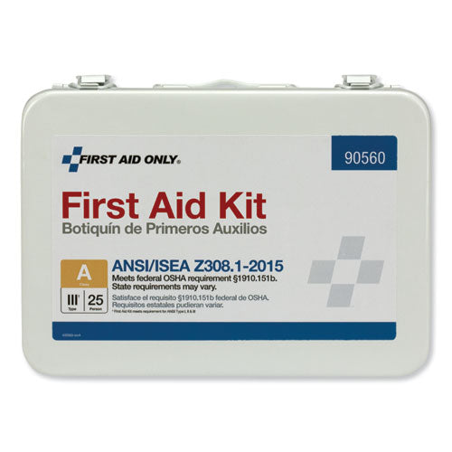 Ansi Class A 25 Person Bulk First Aid Kit For 25 People, 89 Pieces, Metal Case