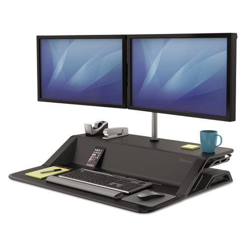 Lotus Sit-stands Workstation, 32.75" X 24.25" X 5.5" To 22.5", Black