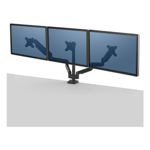 Brazo de monitor triple serie Platinum para monitores de 27", rotación de 360 ​​grados, inclinación de +85/-20 grados, panorámica de 360 ​​grados, negro, soporta 20 libras