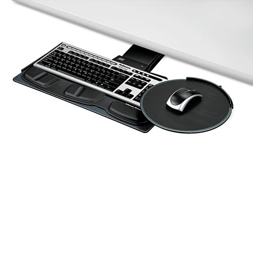 Plataforma de teclado estándar ajustable, 20,25 ancho x 11,13 profundidad, grafito/negro