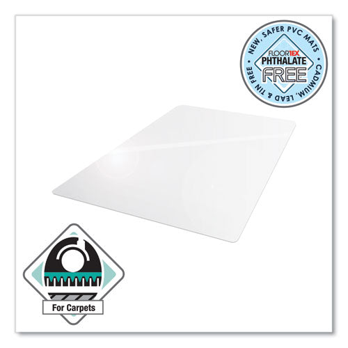 Cleartex Advantagemat - Tapete para silla de PVC sin ftalatos para alfombras de pelo bajo, 48 x 36, transparente