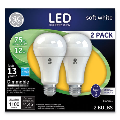 Bombilla LED A21 de luz blanca suave regulable, 12 W, 2/paquete