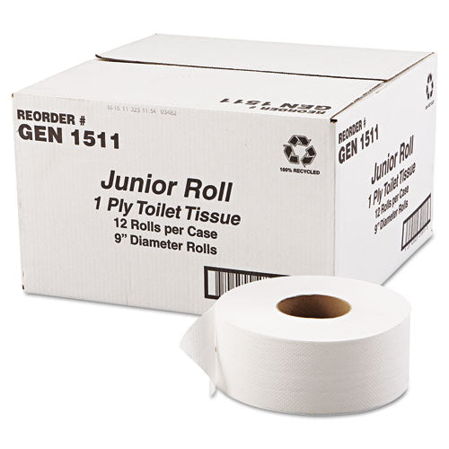Papel higiénico Jrt Jumbo, seguro séptico, 1 capa, blanco, 3,5 x 1200 pies, 12 rollos/cartón