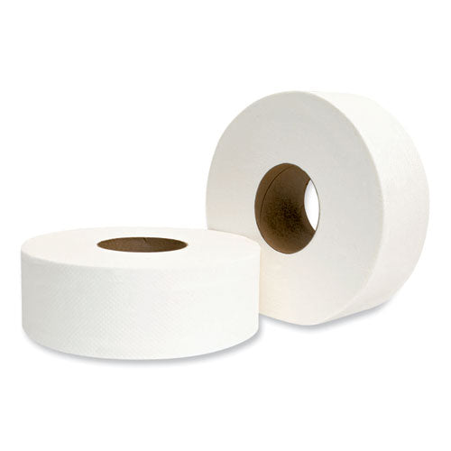 Papel higiénico Jumbo Jrt, seguro séptico, 2 capas, blanco, 3.25" x 720 pies, 12 rollos/cartón