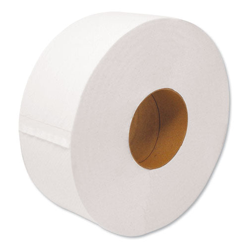 Papel higiénico Jrt Jumbo, seguro séptico, 2 capas, blanco, 3.3" x 1,000 pies, 12 rollos/cartón
