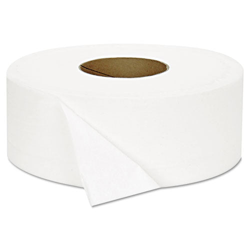 Papel higiénico Jrt Jumbo, seguro séptico, 2 capas, blanco, 3.3" x 1,000 pies, 12 rollos/cartón