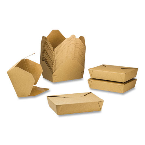 Caja Kraft para llevar que se puede volver a cerrar, 54 oz, papel, 200/cartón