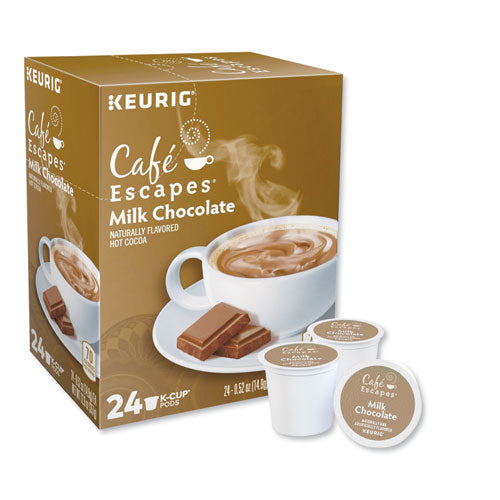 Cafe Escapes K-cups de chocolate con leche y cacao caliente, 24/caja