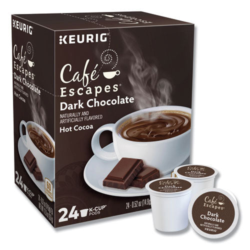 K-cups de chocolate amargo y cacao caliente, 24/caja, 4 cajas/cartón