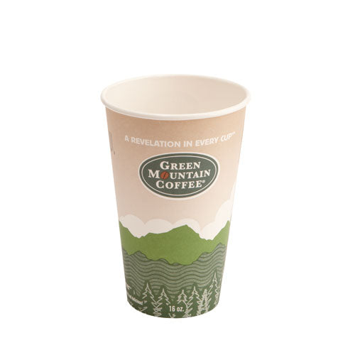 Vasos de papel para bebidas calientes, 12 oz, diseño Green Mountain, multicolor, 1,000/cartón