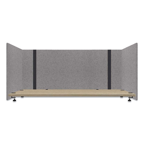 Adjustable Desk Screen With Returns, 48 To 78 X 29 X 26.5, Polyester, Ash