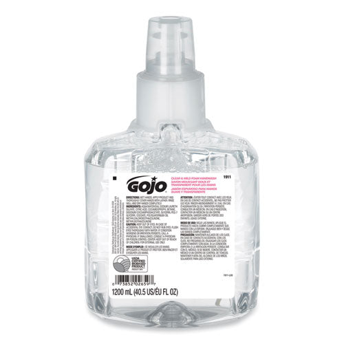 Recambio de espuma transparente y suave para jabón de manos, para dispensador Gojo Ltx-12, sin fragancia, 1200 ml