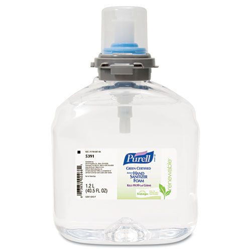 Green Certified Tfx Refill Advanced Foam Hand Sanitizer, 1,200 ml, sin fragancia, 2/cartón