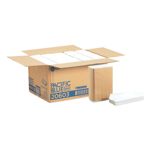 Pacific Blue Basic Toallas de papel plegadas en C, 1 capa, 10.1 x 13.2, blancas, 240/paquete, 10 paquetes/cartón