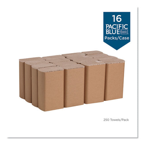 Pacific Blue Basic M-fold Paper Towels, 1-ply, 9.2 X 9.4, Brown, 250/pack, 16 Packs/carton