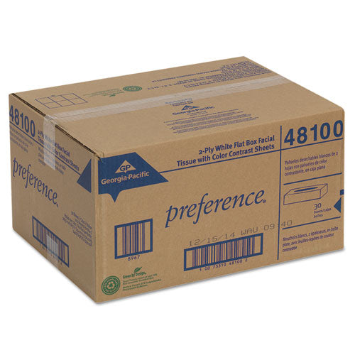 Pacific Blue Select Facial Tissue, 2-ply, White, Flat Box, 100 Sheets/box, 30 Boxes/carton