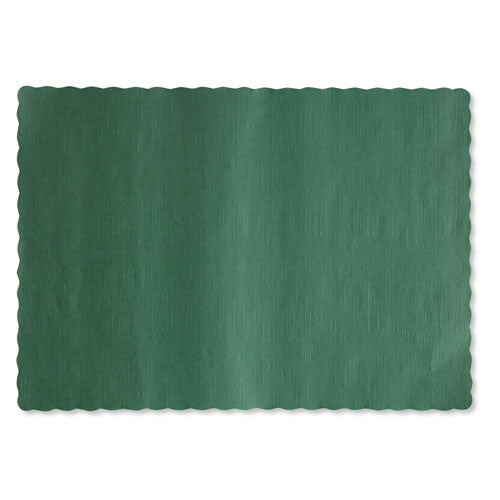 Manteles individuales de color liso con borde festoneado, 9,5 x 13,5, verde cazador, 1000/caja